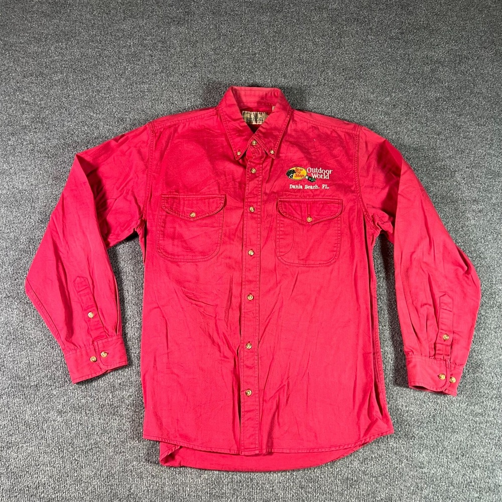 RedHead Mens Medium Red Cotton Button Front Bass Pro Shops Outdoor Shirt